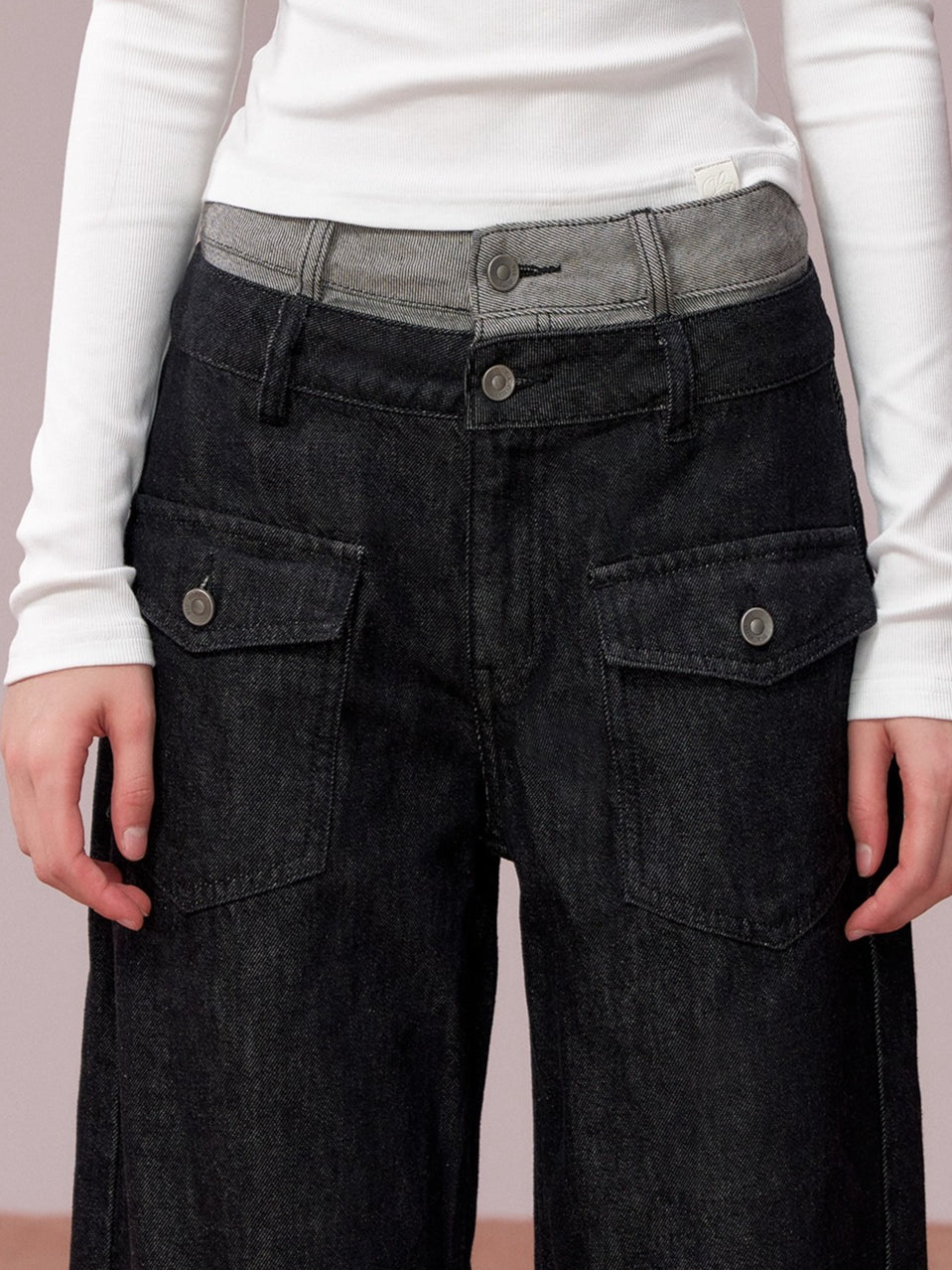 Double-Waist Vintage Wide-Leg Jeans