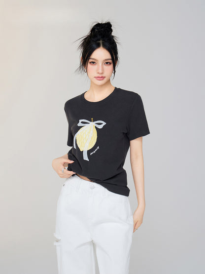 Bow-tied Fruit Regular Shoulder T-shirt