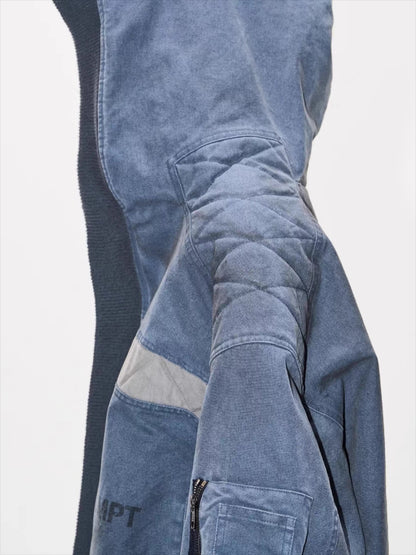 Washed Oversized Utility MA-1 Hooded Jacket