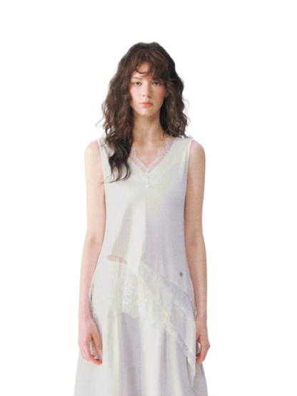 Asymmetrical Lace V-Neck Sleeveless Top