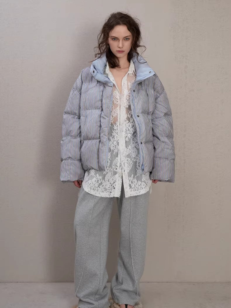 Spray-Dyed Panelled Down Jacket