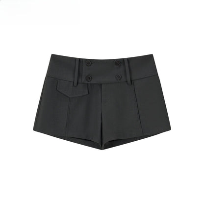 Double-Breasted Belted Tailored Shorts