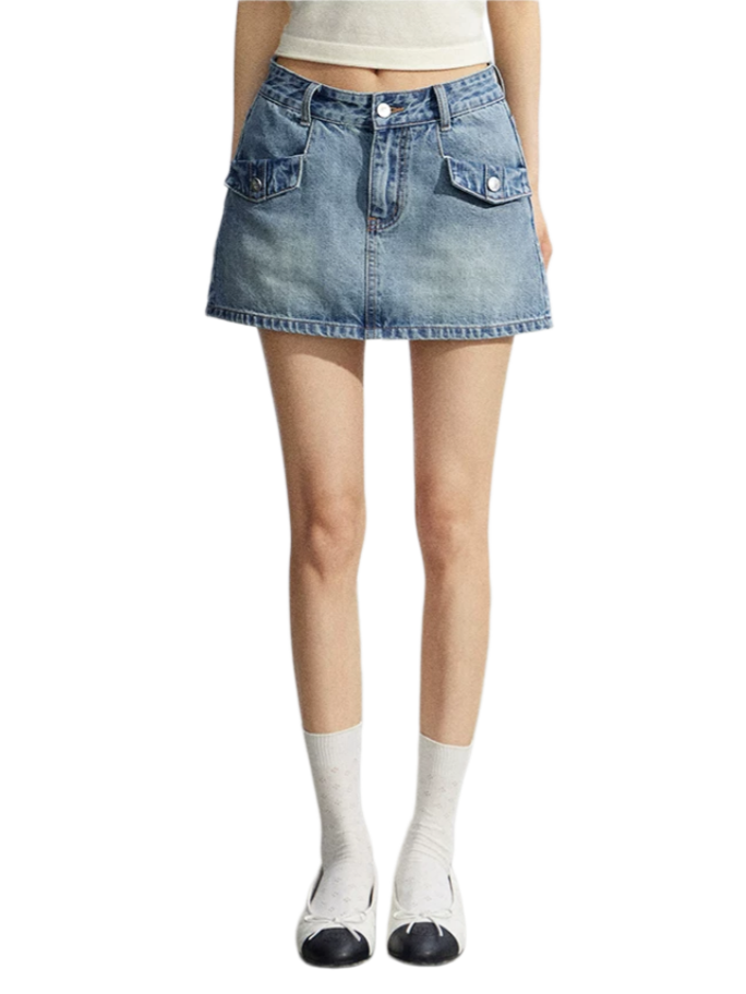 High-Waist Denim Skirt