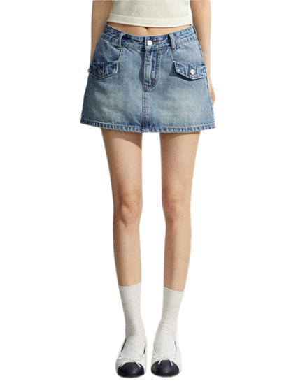 High-Waist Denim Skirt