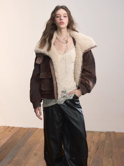 Velvet Fusion Oversized Faux Fur Down Jacket