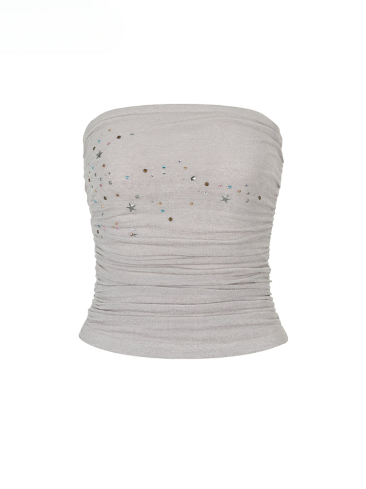 Star Beaded Ruffled Acetate Bustier