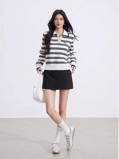 Collegiate Stripe Polo Knit Sweater
