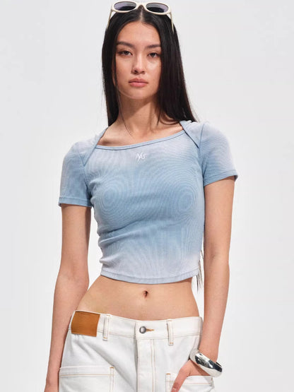 Washed Vintage Crop-Fit Crewneck T-Shirt