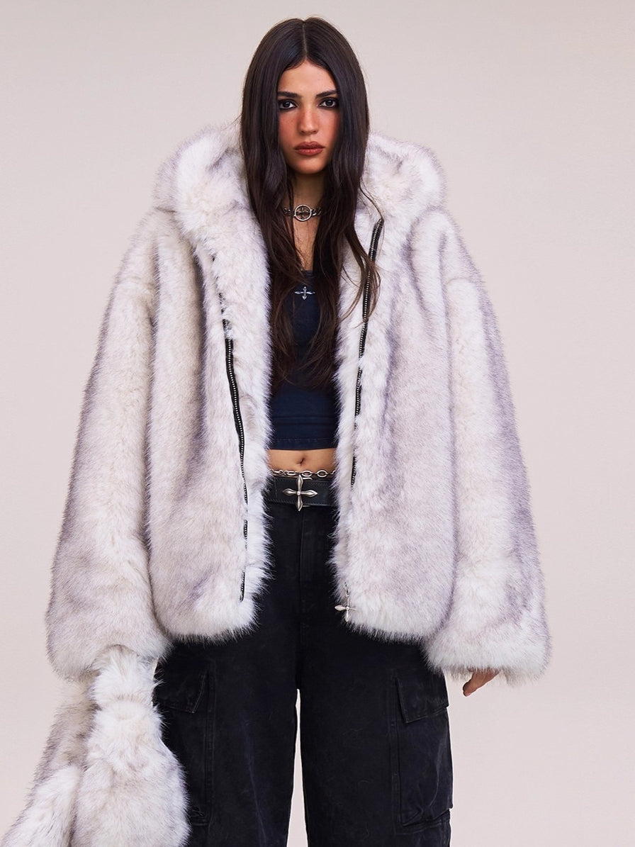 Cross Relic Oversized Faux Fur Hoodie
