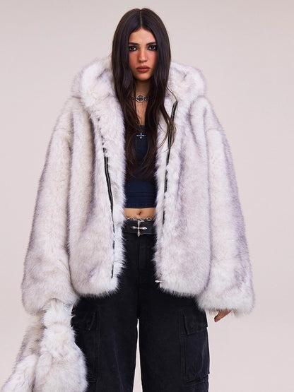Cross Relic Oversized Faux Fur Hoodie
