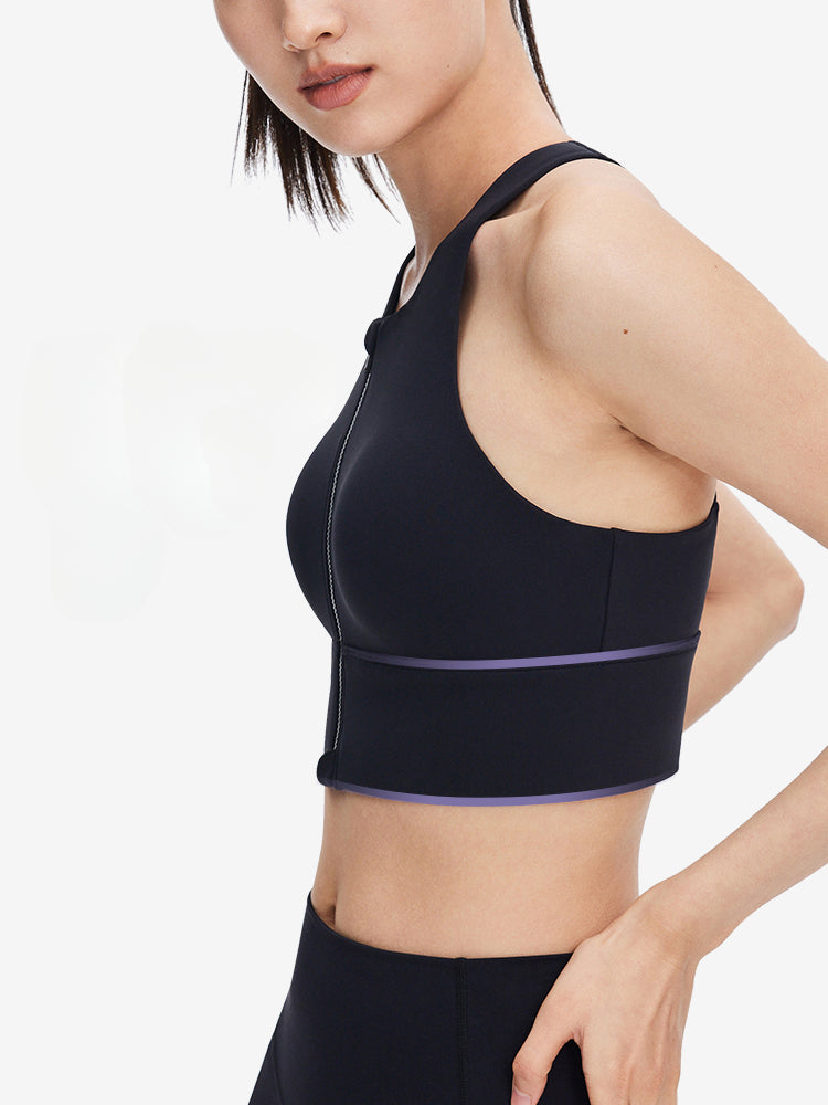 Front-zip Shockproof Sports Bra &amp; Side Support