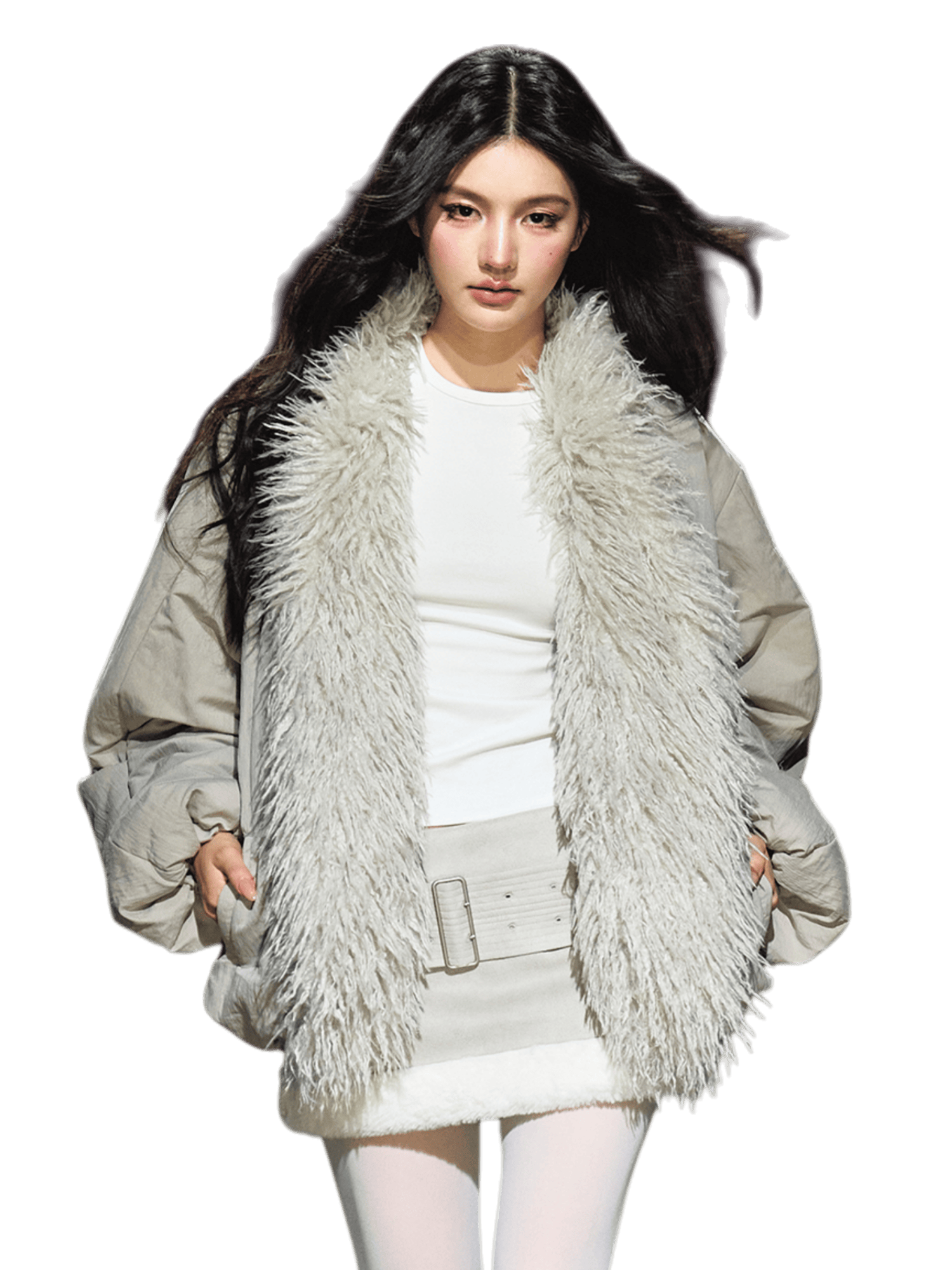 Plush-Collar Padded Cotton Coat
