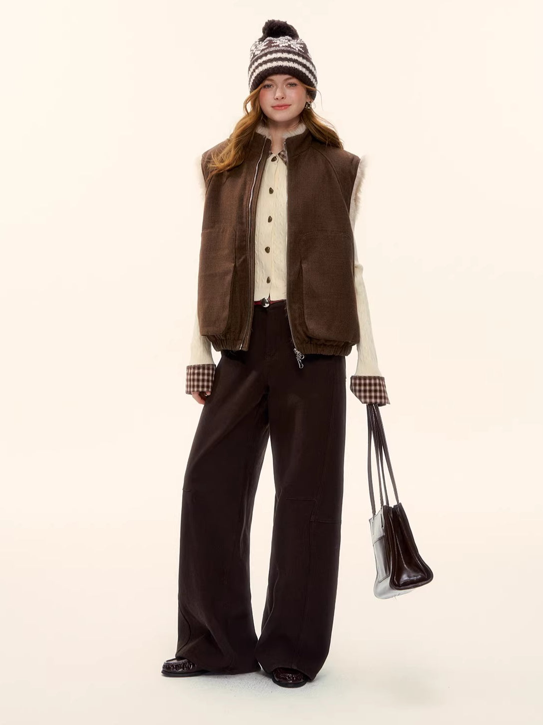 Vintage Reversible Wool-Blend Faux Fur Vest