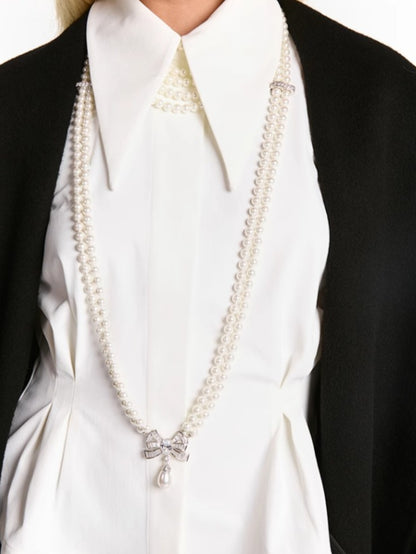 Double-Layer Long Pearl Necklace