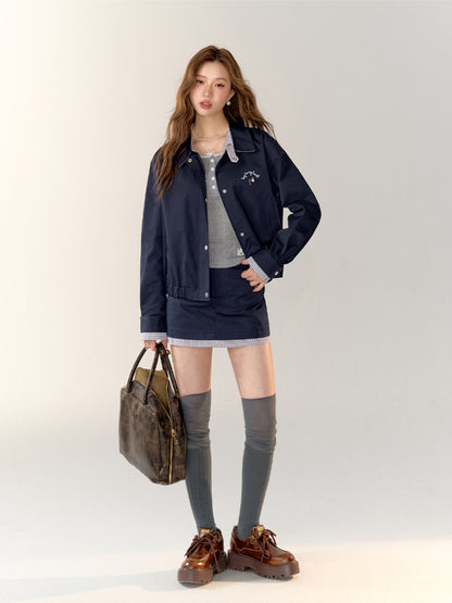 Metallic Buckle Color-block Jacket