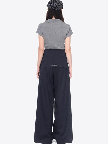 Striped Structured Wide-Leg Trousers