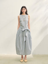 Belted Waist Checked Vest Dress - CHINASQUAD