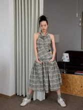 Plaid Halter Neck Backless Tank Top & Midi Skirt Set - CHINASQUAD