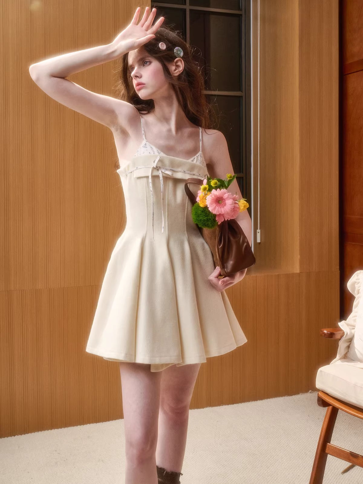 Wool-Blend Puffy Cami Dress