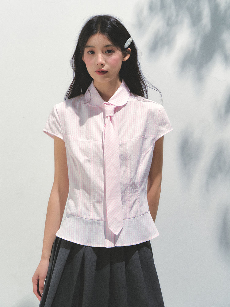 Pink Checkered Colorful Button Tie Shirt - CHINASQUAD