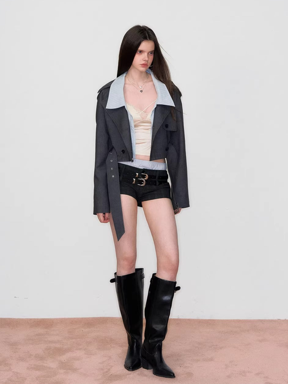 Detachable Faux Layered Blazer Jacket