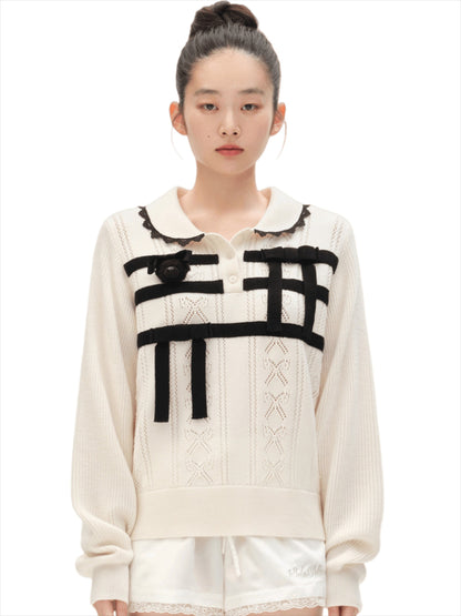 Polo-Collar Knit Pullover