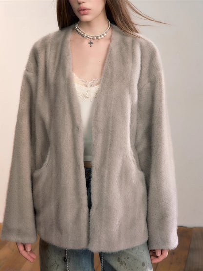 Ombre Faux Fur Statement Jacket