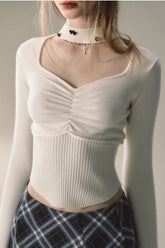 Square Neck Halter Knit Sweater - CHINASQUAD