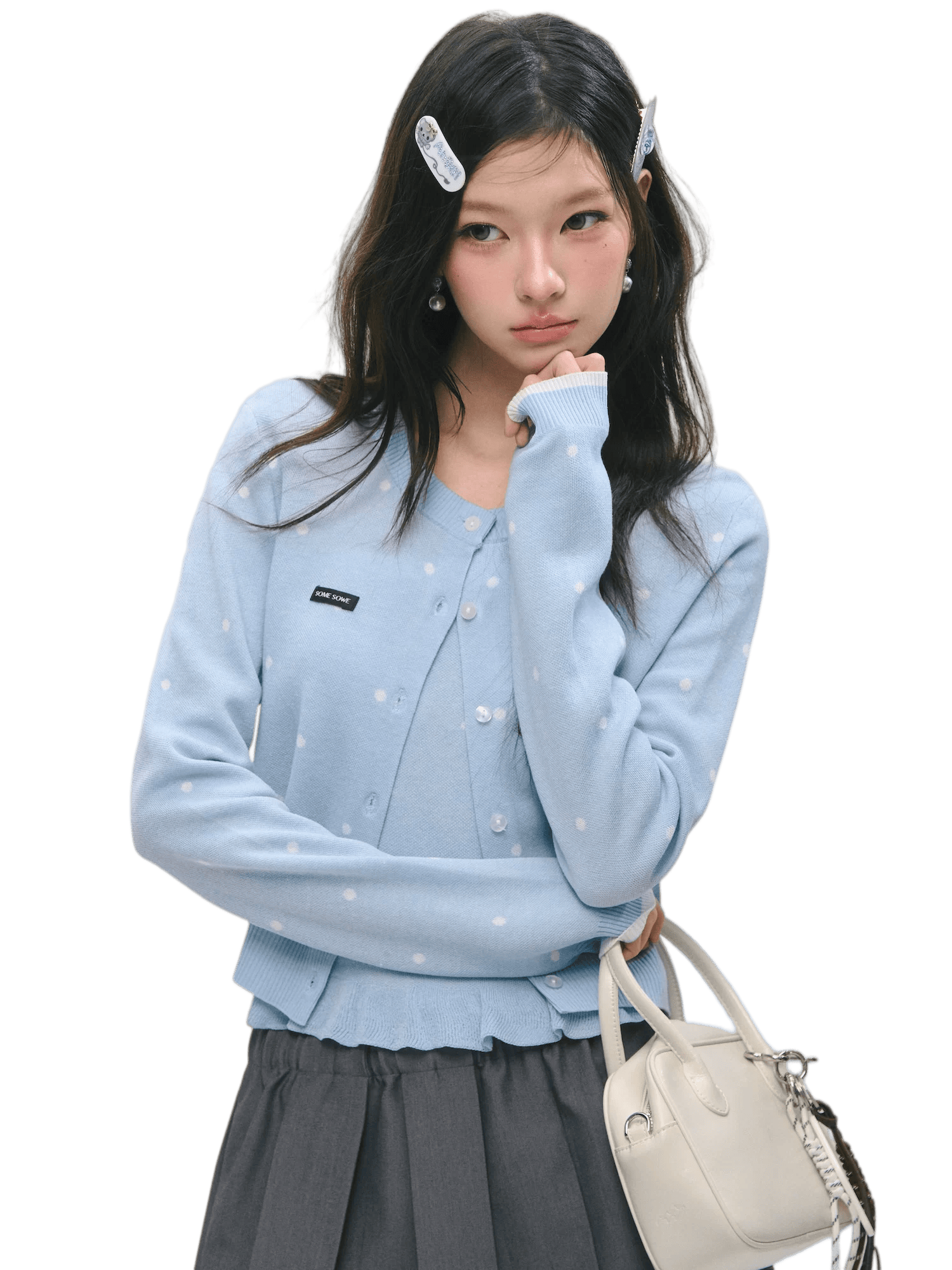 Ruffle Trim Bandeau &amp; Cardigan Knit Set