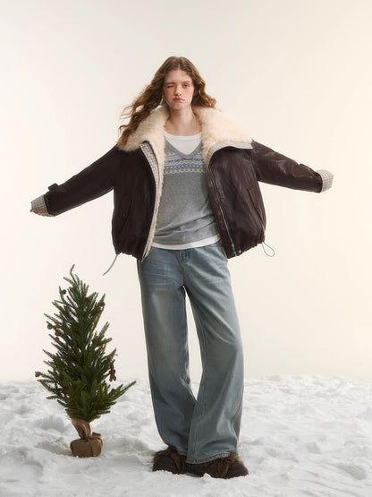 Washed Distressed Straight-Leg Denim Jeans