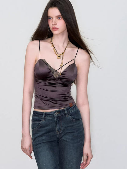 Lace-Trim Satin Camisole