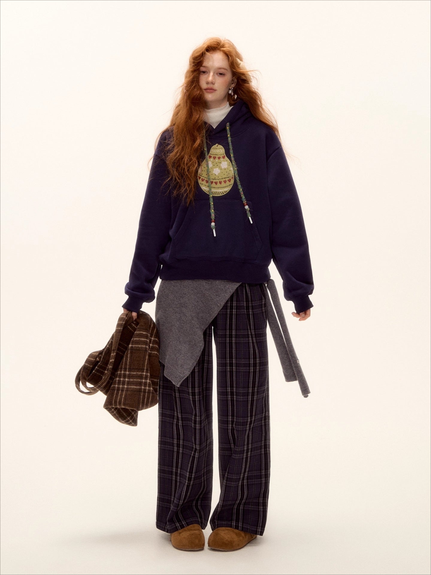 Brushed Fair Isle Knit Hoodie