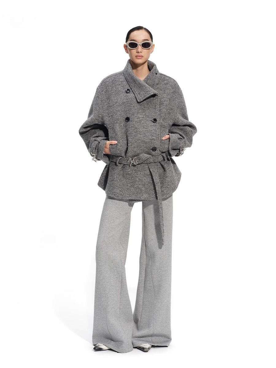 &quot;Djembe Series&quot; 90% Wool Bouclé Layered-Collar Wool Jacket