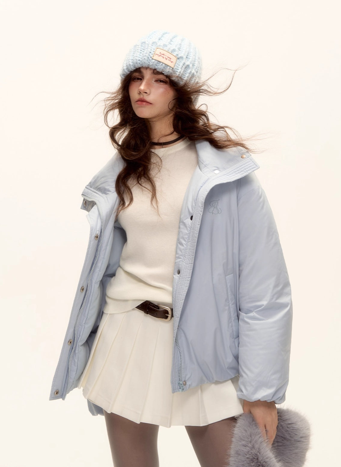 Fur-Collar Short Down Puffer Jacket