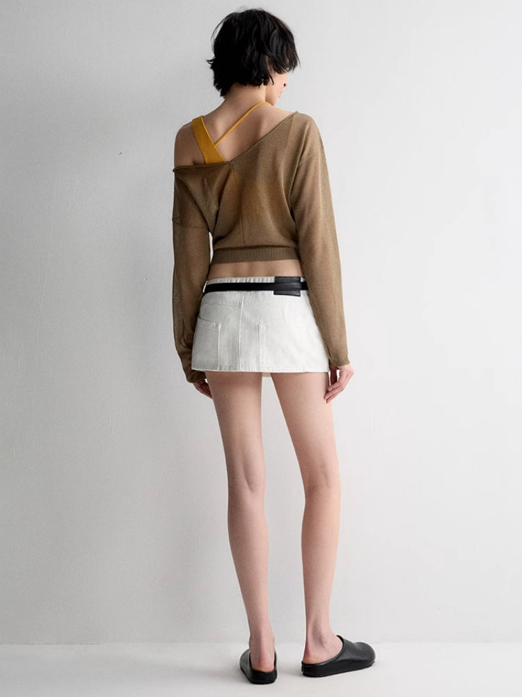 White Denim Straight Skirt