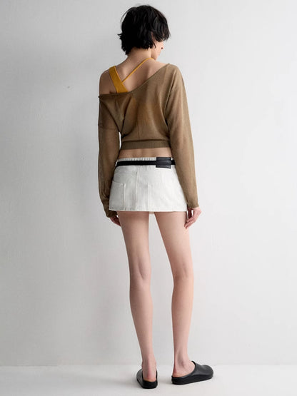 White Denim Straight Skirt