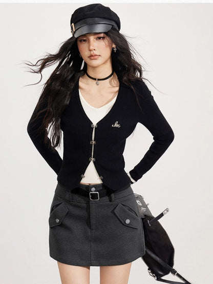 Contrast Layered Knit Cardigan