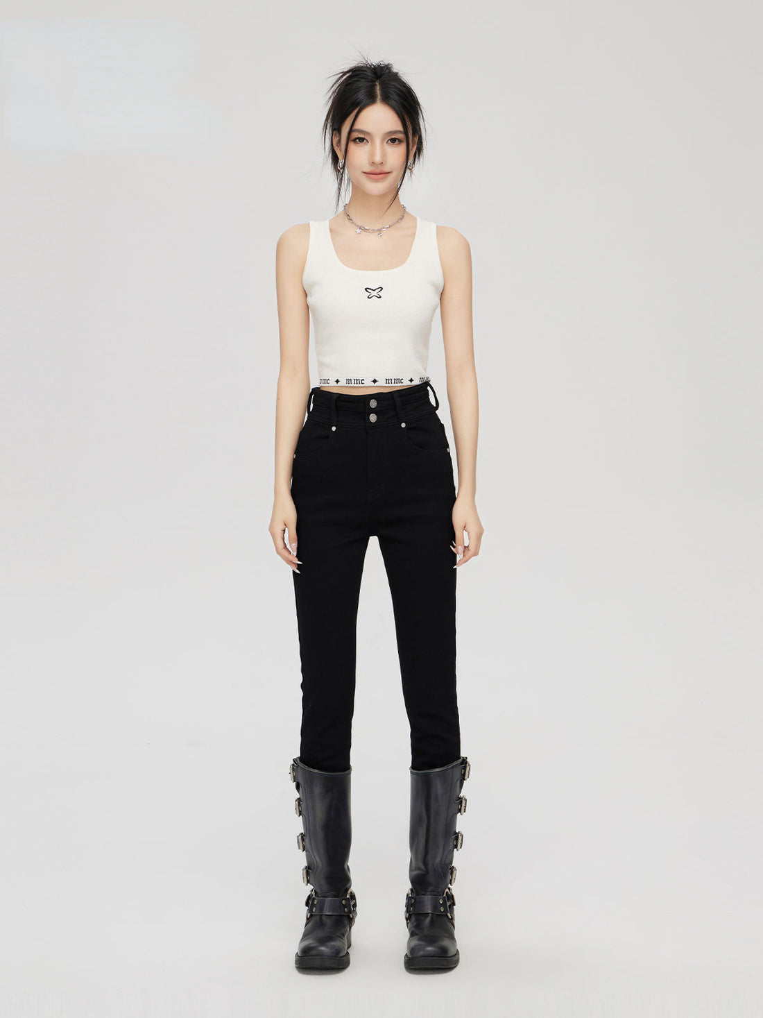(Final Sale) Black High-Waisted Skinny Jeans - CHINASQUAD