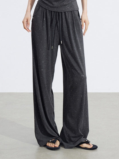Off-Shoulder Draped Top Wide-Leg Pants Two-Piece Set