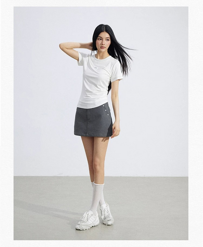 Asymmetric Layered Slim-Fit Short Sleeve T-Shirt