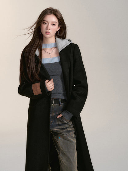 Black Hooded Overcoat