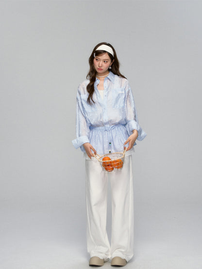 Lapel Plaid Lace-Trimmed Sunscreen Shirt