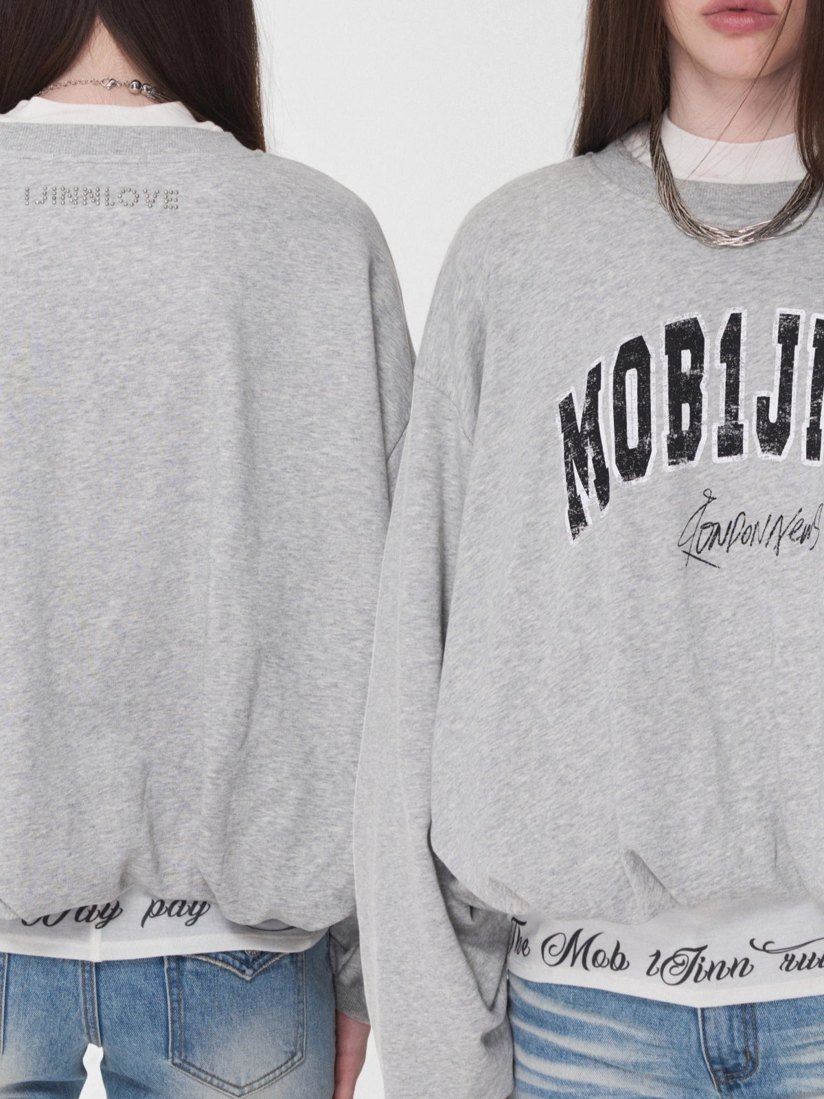 Vintage Letter Print Oversized Sweatshirt