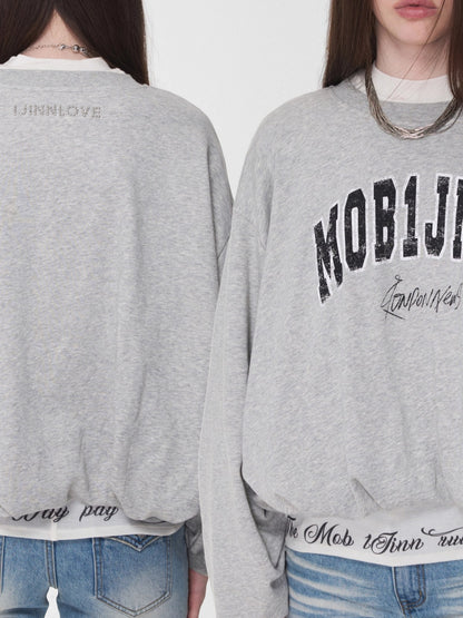 Vintage Letter Print Oversized Sweatshirt