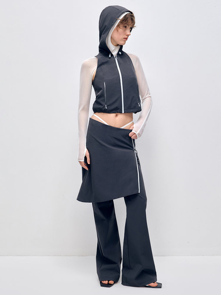 Sleeveless Hooded Zipper Double-layer Vest