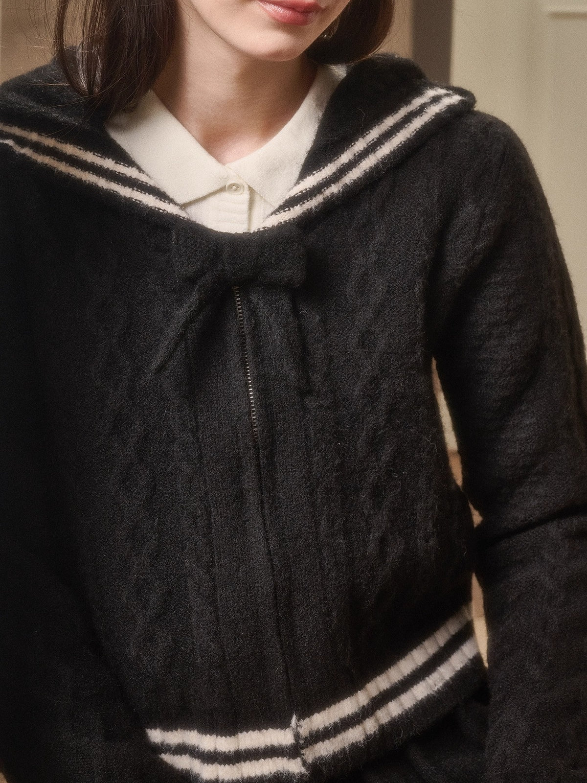 Memo Wool Cloud Knit Cardigan &amp; Pleated Skirt Set
