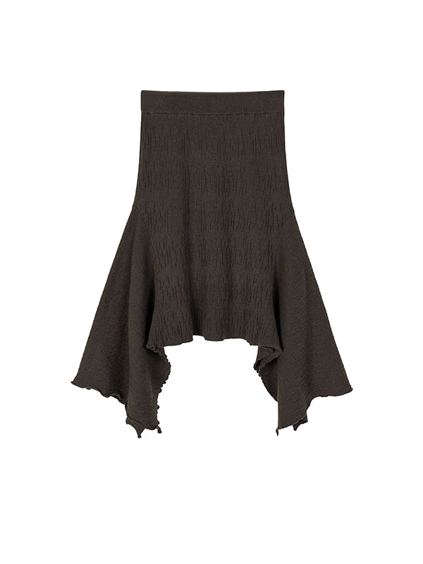 Frayed Asymmetrical Midi Skirt