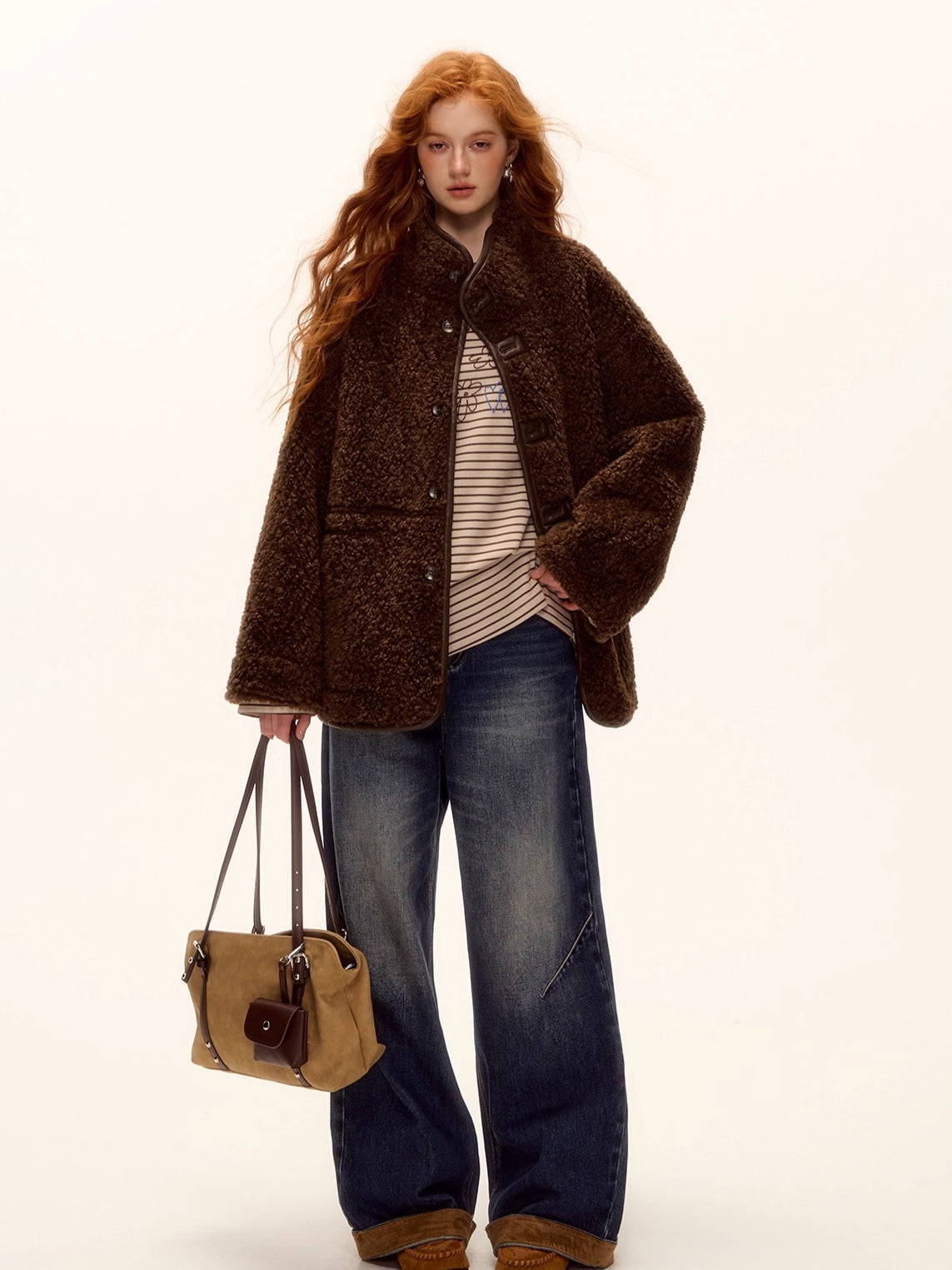 Reversible Faux Suede Shearling Jacket