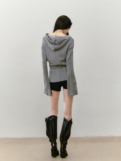 Flared Sleeve Waist-cinched Hooded Jacket - CHINASQUAD