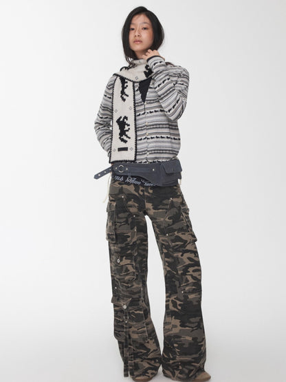 Fair Isle Pony Jacquard Knit Scarf